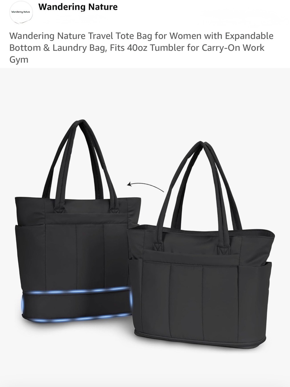 Expandable Everyday Tote Bag in Black